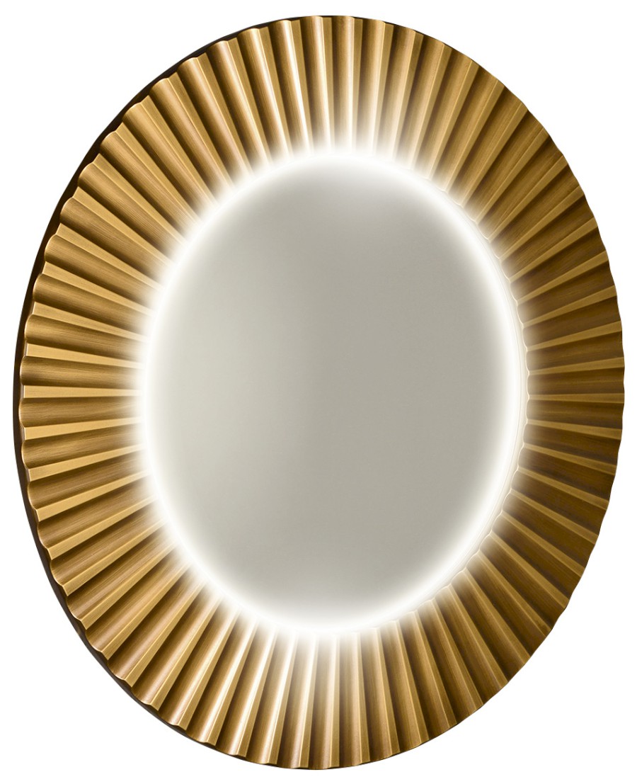 PRIDE STRIP kulaté zrcadlo s LED osvětlením v rámu ø 90cm, bronz PD954