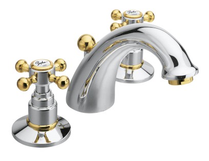 ANTEA tříprvková umyvadlová baterie s výpustí, chrom/zlato 3022