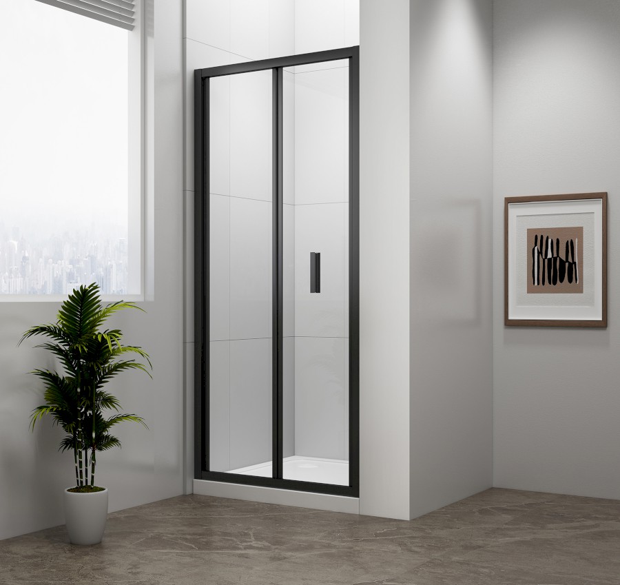 EL1990B (55499) EASY BLACK sprchové dveře skládací 900mm, čiré sklo EL1990B