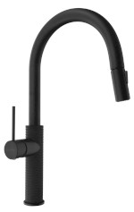 FLAWO stojánková dřezová baterie s výsuvnou sprškou, černá mat FR576B