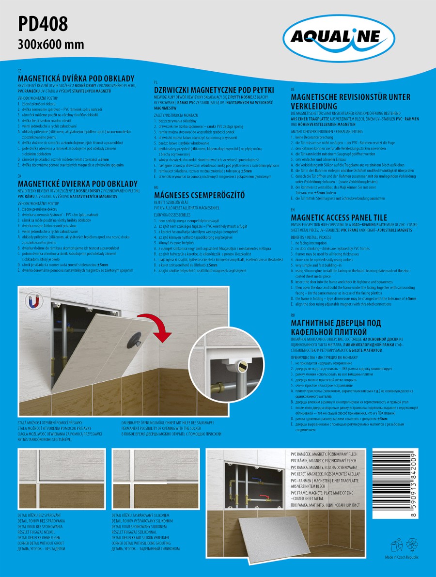PD408 (26143) Magnetická dvířka pod obklady 300x600 mm PD408