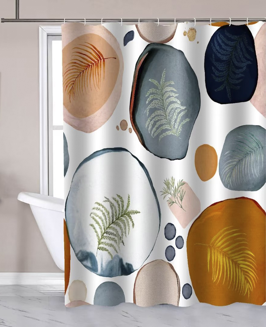 Sprchový závěs 180x180cm, polyester, bubliny/kapradí ZP014