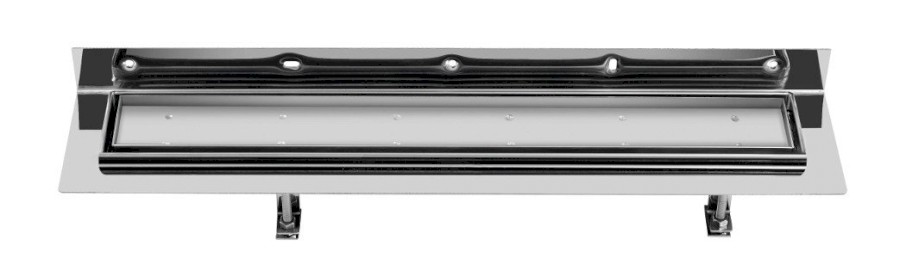 CORNER 77 podlahový žlab s nerezový roštem pro dlažbu, ke stěně, 770x130x82mm FP513