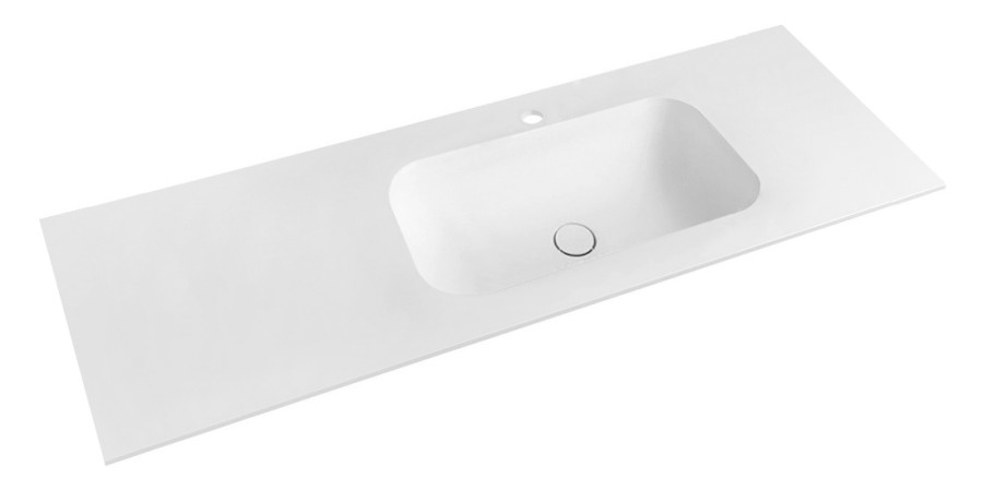 TS132-0101-R (53749) TREOS umyvadlo 131,6x51,3 cm, rockstone, pravé, bílá mat TS132-0101-R