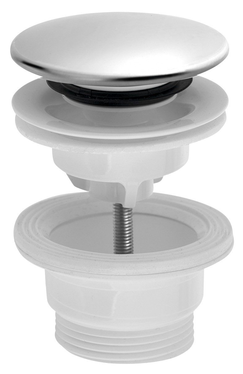 Umyvadlová výpust 5/4“, click-clack, velká zátka, 4-45mm, ABS/nerez 151.308.1