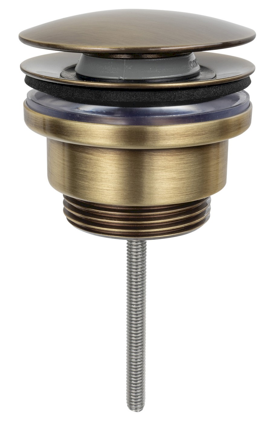 CV1110BR (60226) Umyvadlová výpust 5/4“, click-clack, velká zátka, 5-65mm, bronz CV1110BR