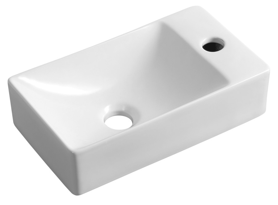 MGT3822 (56276) MARGITHA keramické umývátko 38x22cm, otvor pro baterii vpravo, bílá MGT3822