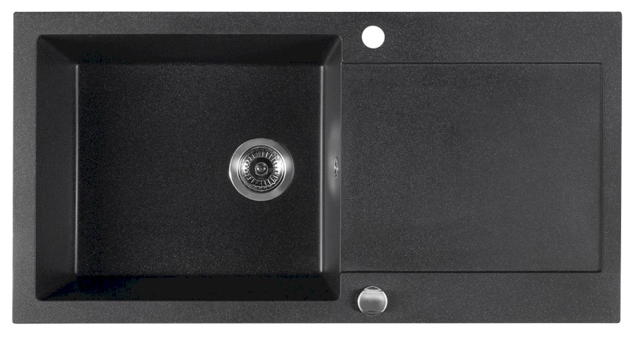 Granitový vestavný dřez s odkapem, 97x50cm, černá GR1614