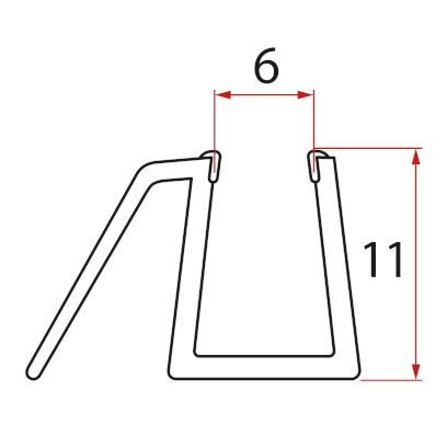 Spodní těsnění na otočné sklo 6mm, 700mm NDGE03