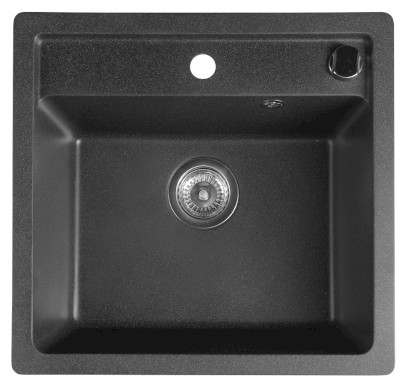 Granitový vestavný dřez mono, 53x50cm, černá GR1034
