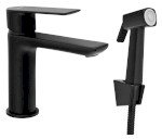 Stojánková umyvadlová baterie s bidetovou sprchou, černá mat SK401B