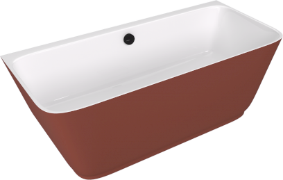 SKYLLA nástěnná stojící vana litý mramor 170x75x60cm, bílá/hnědá mat 72430.72