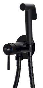SK302B (46836) Podomítková bidetová baterie se Stop sprškou, hadice 1,2m, kulatá, černá mat SK302B