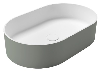 THIN umyvadlo na desku, Rockstone, 55x35cm, verde/bílá mat WN205-44