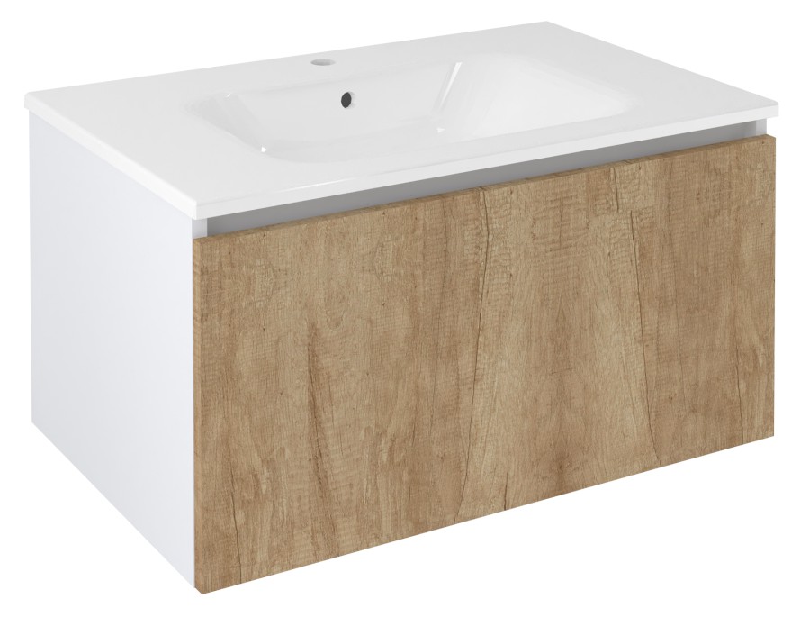 LE080-2231 (53695) LOREA umyvadlová skříňka 80x44x51,2cm, 1x zásuvka, dub alabama/bílá mat LE080-2231