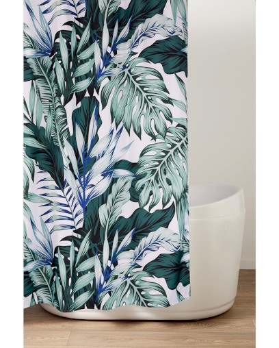 Sprchový závěs 180x200cm, polyester, zelené listy ZV028