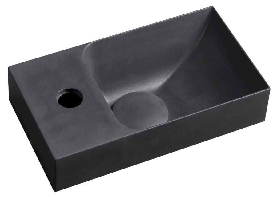PK30016 (55149) PICCOLINO betonové umývátko 30,8x17cm, baterie vlevo, antracit mat PK30016