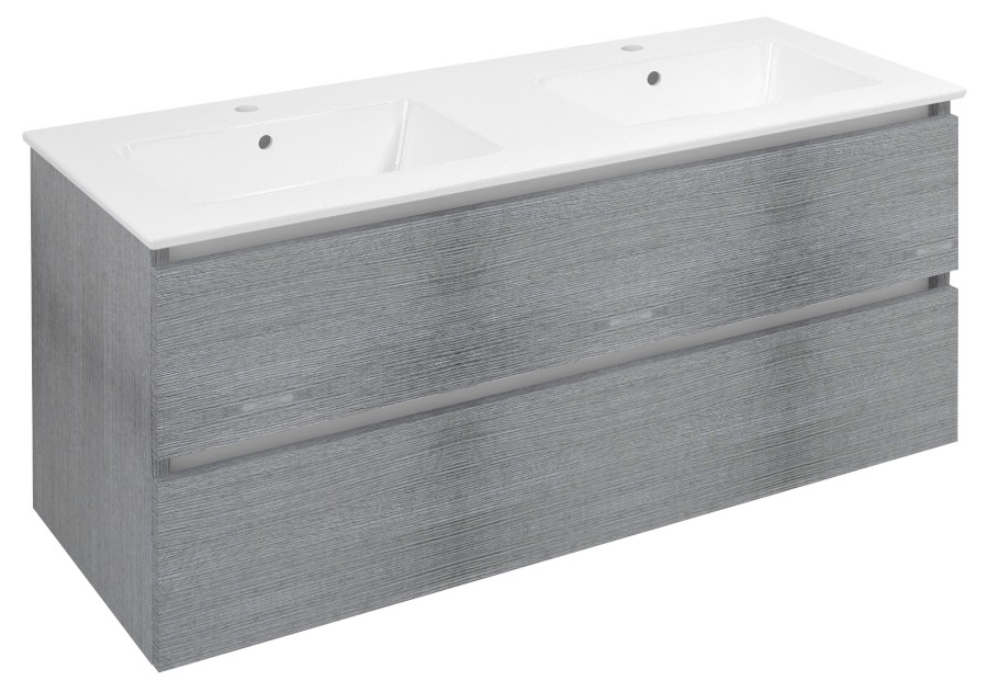 EZARA dvojumyvadlová skříňka 120x55x46cm, dub stříbrný EZ121-1111