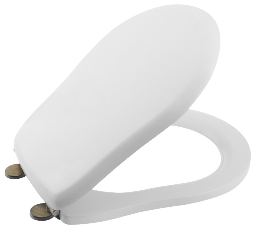 RETRO WC sedátko Soft Close, polyester, bílá/bronz 108601