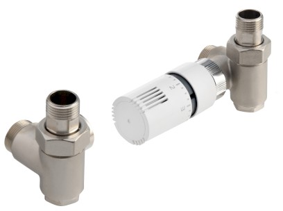 ECO COMBI připojovací sada ventilů, termostatická, pravá, nikl/bílá CP994S
