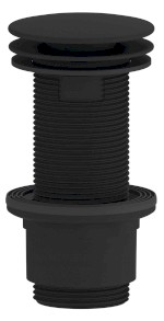 CV1232B (59351) Umyvadlová výpust 5/4“, neuzavíratelná, velká zátka, 10-80mm, ABS/černá mat CV1232B