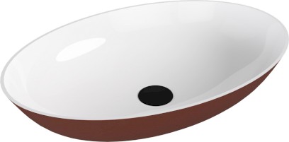 BANERA OVAL umyvadlo na desku, litý mramor, 60x40cm, bílá/hnědá mat 14397.72