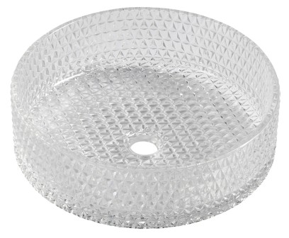 MARAGUA skleněné gravírované umyvadlo na desku Ø 39,5 cm, čirá TY214CL