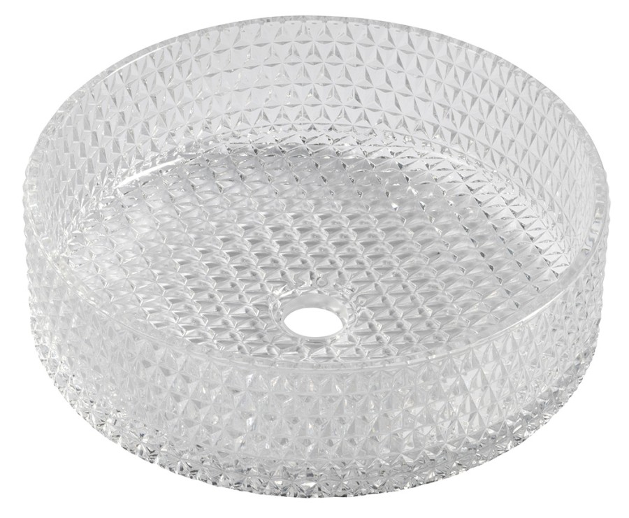 TY214CL (50902) MARAGUA skleněné gravírované umyvadlo na desku Ø 39,5cm, čirá TY214CL