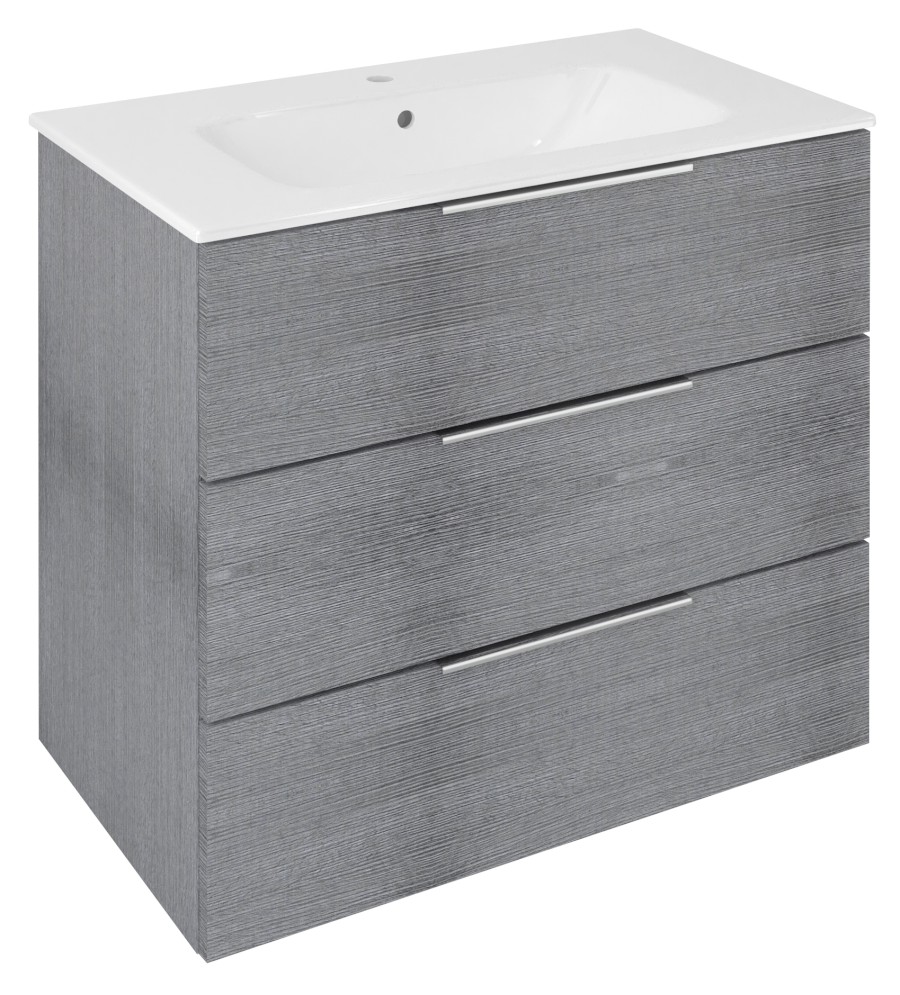 CR831-1111 (57645) CIRASA umyvadlová skříňka 79,8x75x46cm, 3x zásuvka, dub stříbrný CR831-1111