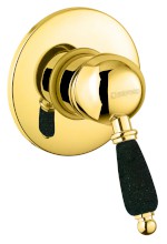 KIRKÉ BLACK podomítková sprchová baterie, 1 výstup, černá páčka, zlato KI41NZ