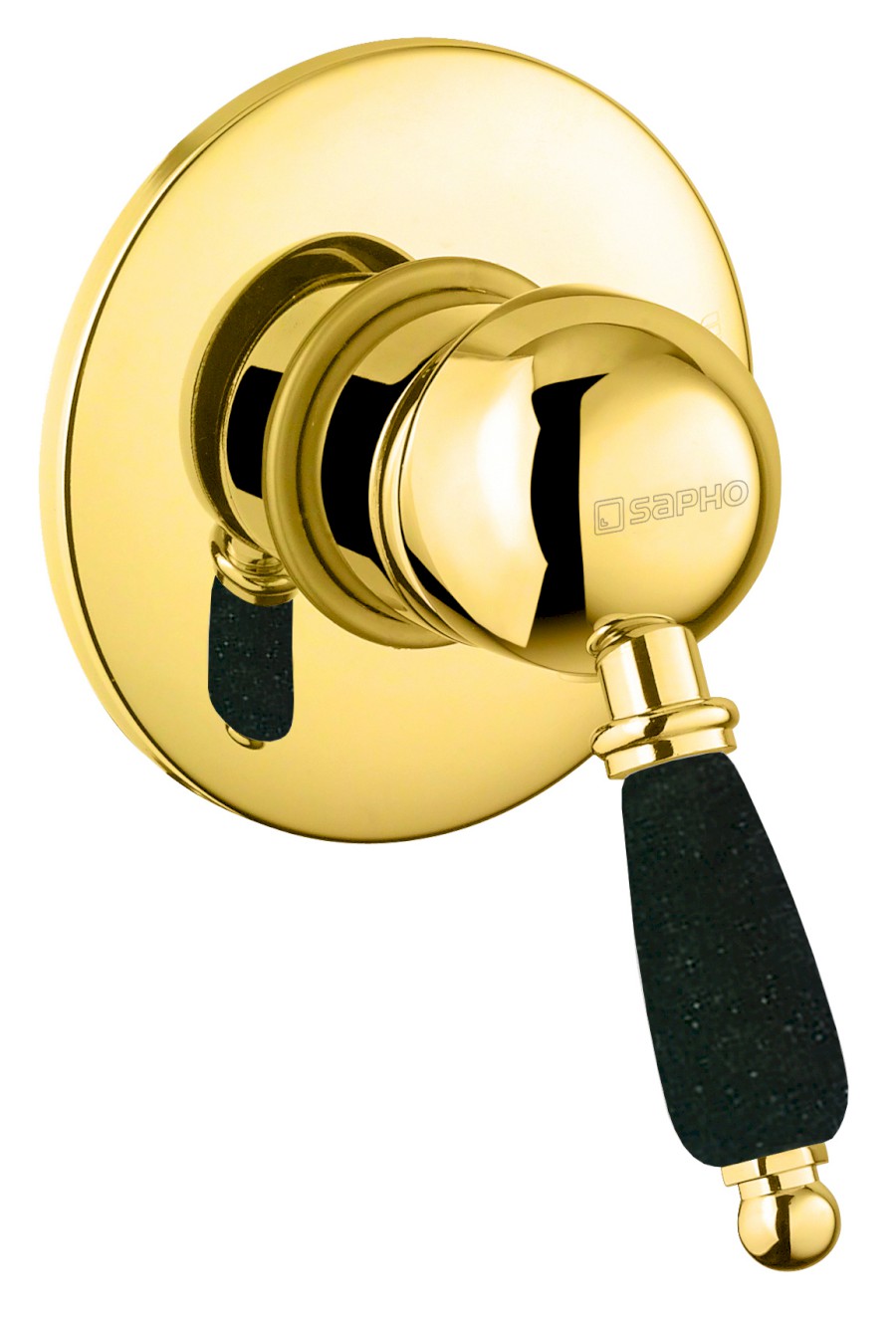 KIRKÉ BLACK podomítková sprchová baterie, 1 výstup, černá páčka, zlato KI41NZ