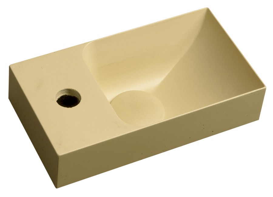 PK30022 (55152) PICCOLINO betonové umývátko 30,8x17cm, baterie vlevo, žlutá mat PK30022