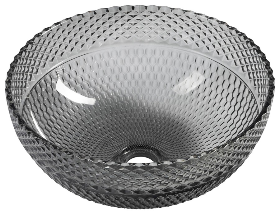 TY310 (50903) MARAC skleněné gravírované umyvadlo na desku Ø 39,5cm, černá TY310