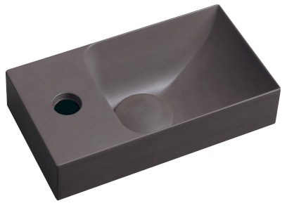 PICCOLINO betonové umývátko 30,8x17cm, baterie vlevo, tmavě hnědá mat PK30015