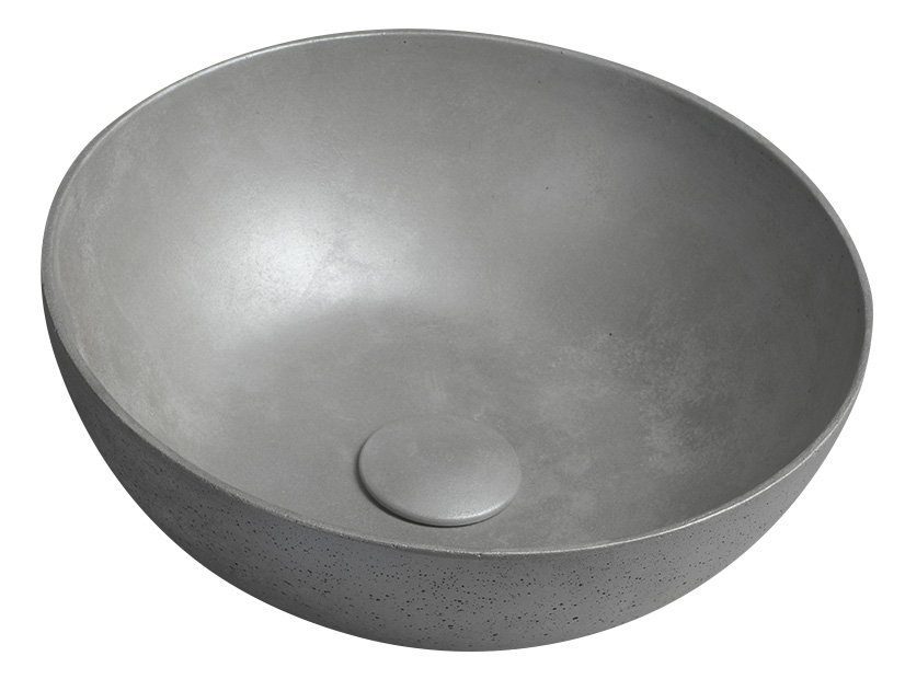 FG319 (55122) FORMIGO betonové umyvadlo na desku, Ø 39cm, stříbrná mat FG319
