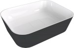 BANERA SQUARE umyvadlo na desku, litý mramor, 50x36cm, bílá/antracit mat 14596.52