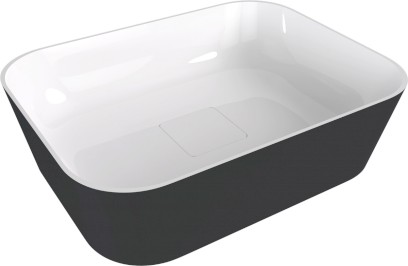 BANERA SQUARE umyvadlo na desku, litý mramor, 50x36cm, bílá/antracit mat 14596.52