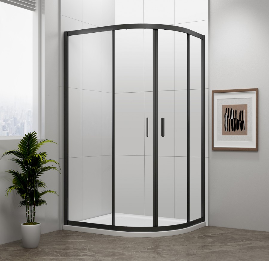 EASY BLACK čtvrtkruhová sprchová zástěna 1200x900mm, L/R, čiré sklo EL2715B
