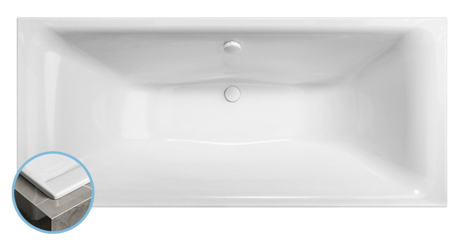 60611S (48923) KALDERA SLIM obdélníková vana 180x80x40cm, bílá 60611S