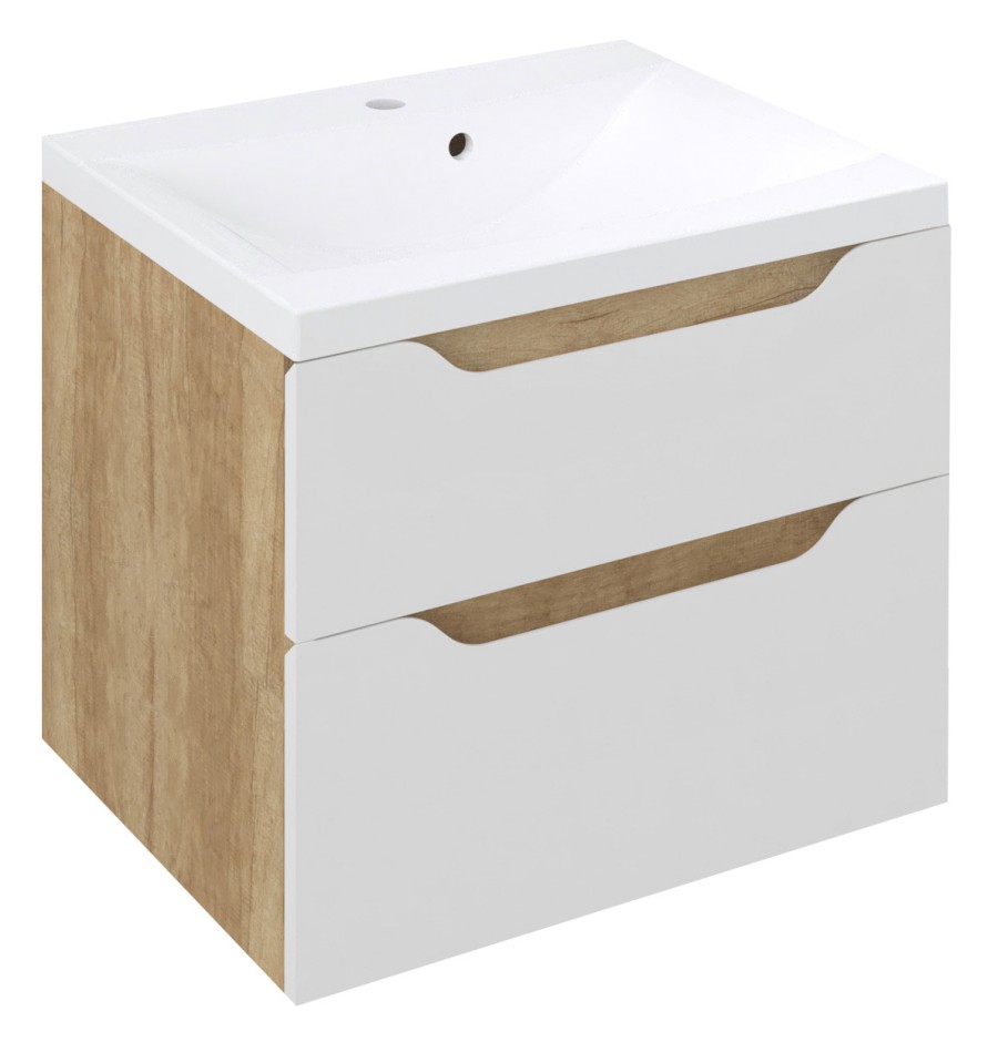 WA060-3022 (50736) WAVE umyvadlová skříňka 60x65x47,8cm, bílá/dub alabama WA060-3022