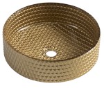 TY214Z (50901) MARAGUA skleněné gravírované umyvadlo na desku Ø 39,5cm, zlatá TY214Z