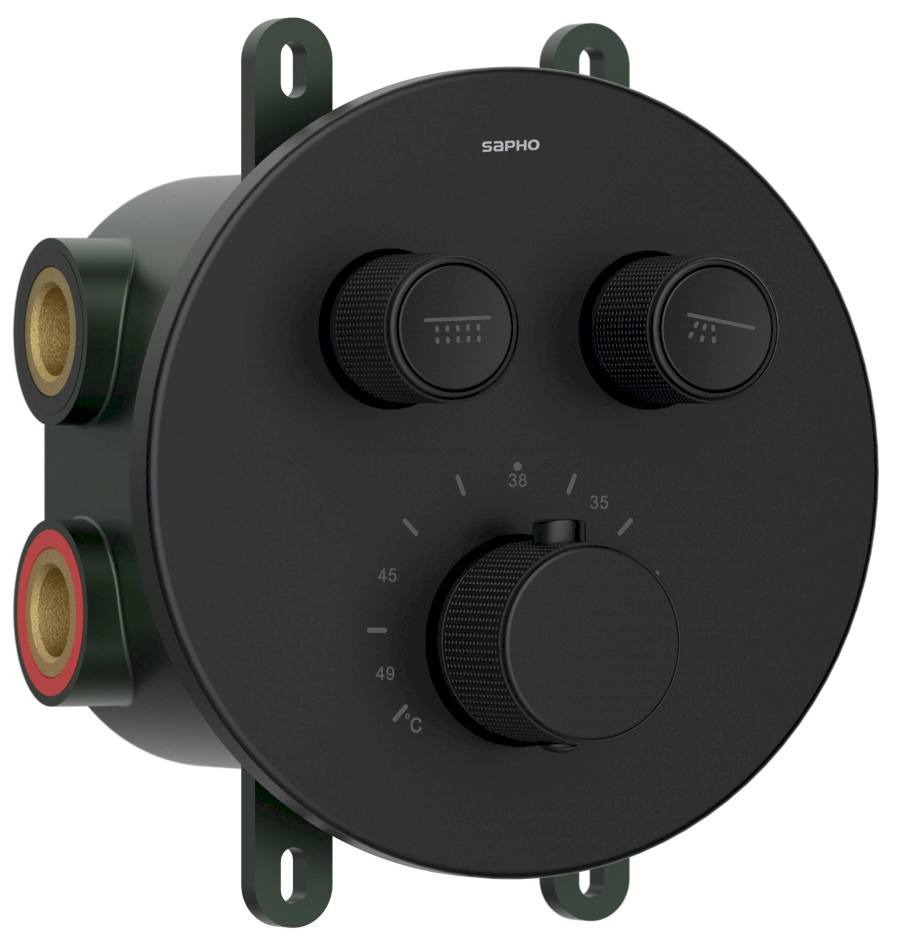 SMART SELECT podomítková sprchová termostatická baterie, box, 2 výstupy, černá mat RP032B