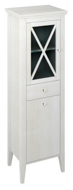 CROSS skříňka vysoká s prádelním košem 49x170x39cm, levá, starobílá CR216