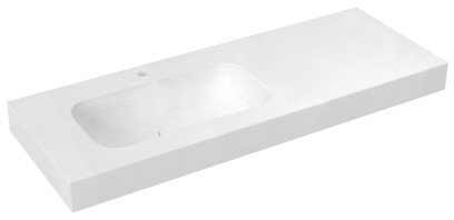 EMICO umyvadlo, Rockstone, 200x50cm, límec L, levé, bílá mat EM200-B1L-L