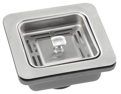 Dřezová čtvercová výpust 6/4“, nerezová mřížka 114x114mm SVZO