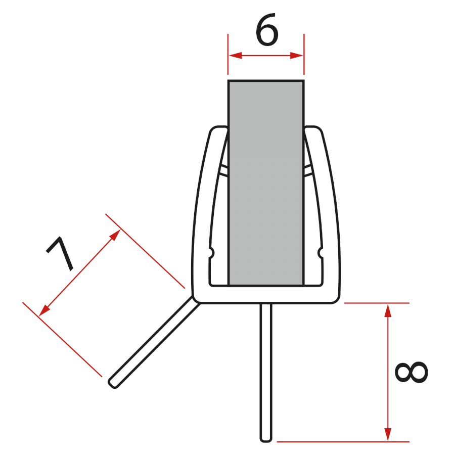 NDGN04 (55210) Spodní těsnění na dveře, sklo 6mm, 1000mm NDGN04