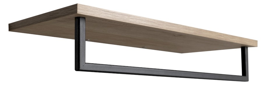 SKA385B (52923) SKA polička na ručníky s hrazdou 600x250mm, dub/černá mat SKA385B