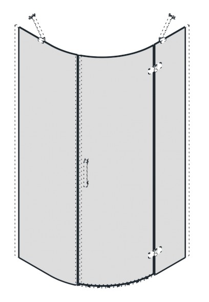 TRINITY skleněné díly čtvrtkruhová zástěna 900x900, sklo čiré, pravé GT6590CR
