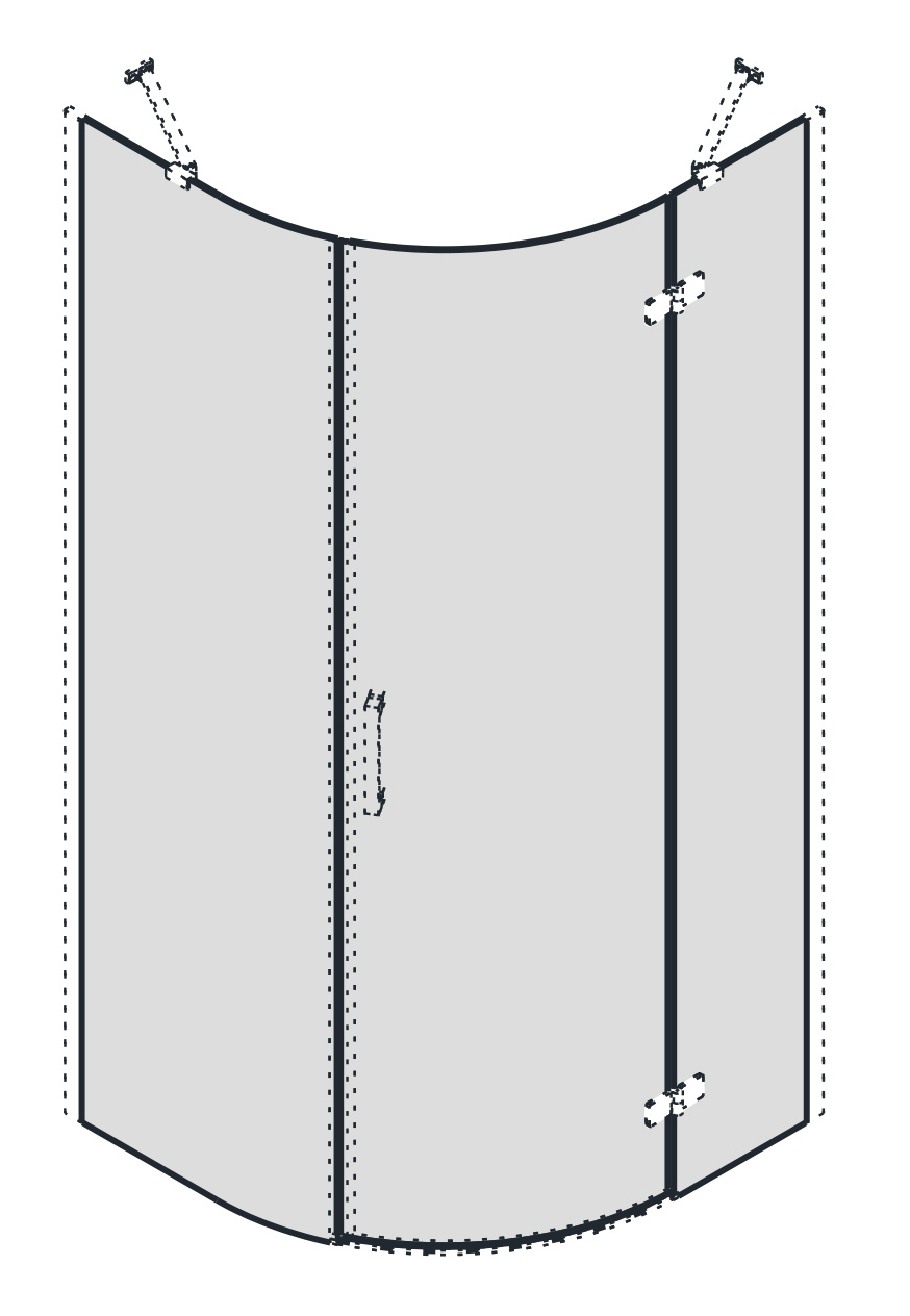 TRINITY skleněné díly čtvrtkruhová zástěna 900x900, sklo čiré, pravé GT6590CR