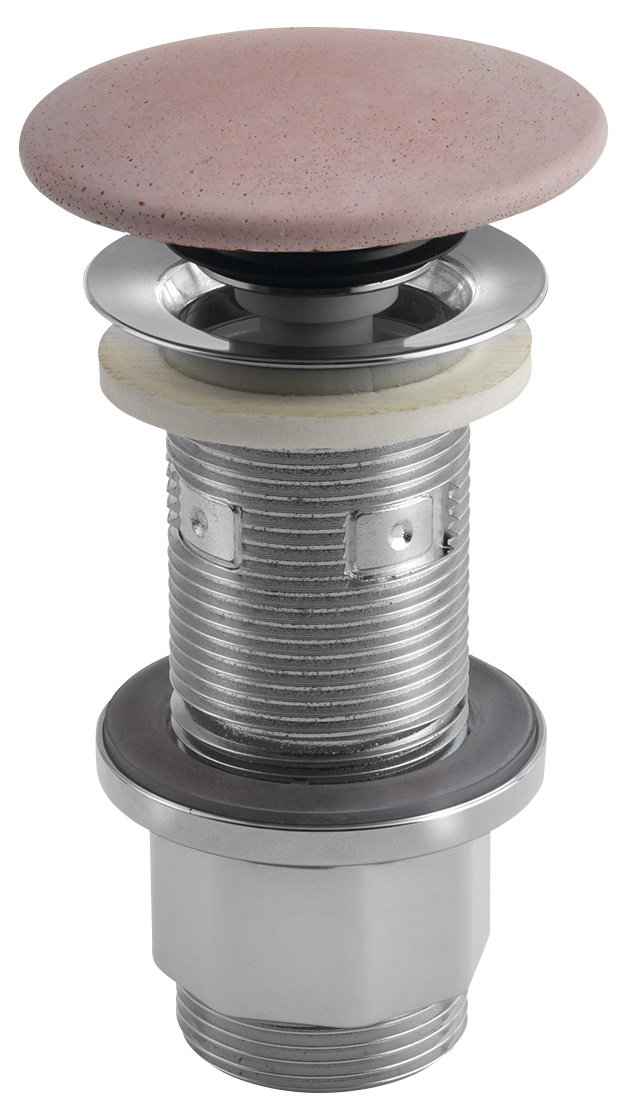 FG921 (55168) Umyvadlová výpust 5/4“, click-clack, betonová zátka, 10-80mm, růžová mat FG921